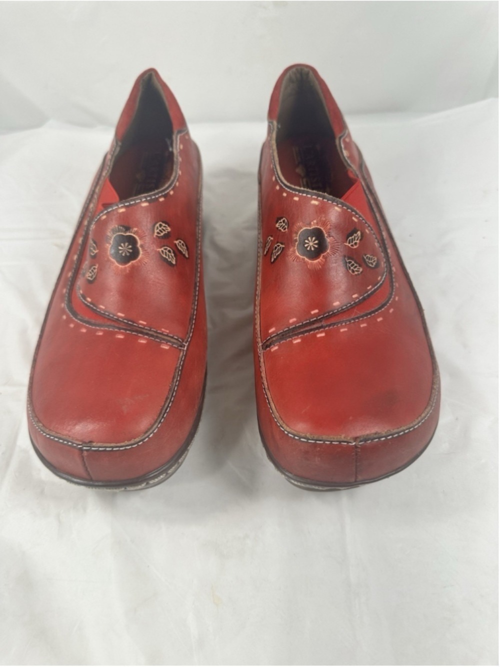 L'Artiste Spring Step Burbank Clogs 10.5-11 Size Eu 42 Red Leather Slip On Shoes